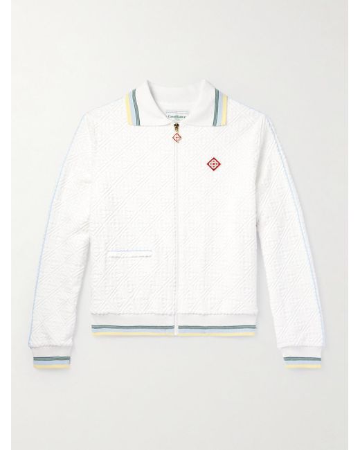 Casablancabrand White Logo-jacquard Cotton-blend Terry Track Jacket for men