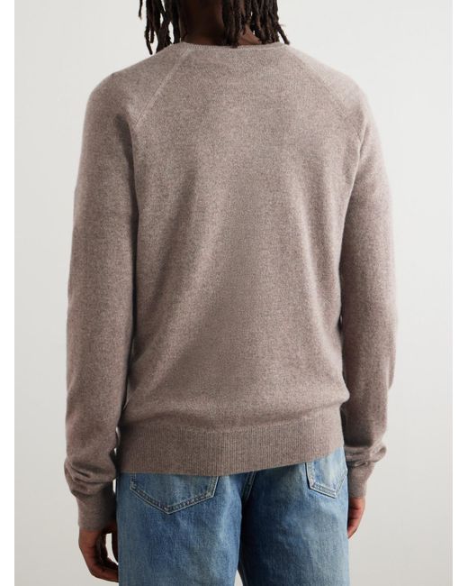 Saint Laurent Pullover aus Kaschmir mit Logostickerei in Natural für Herren