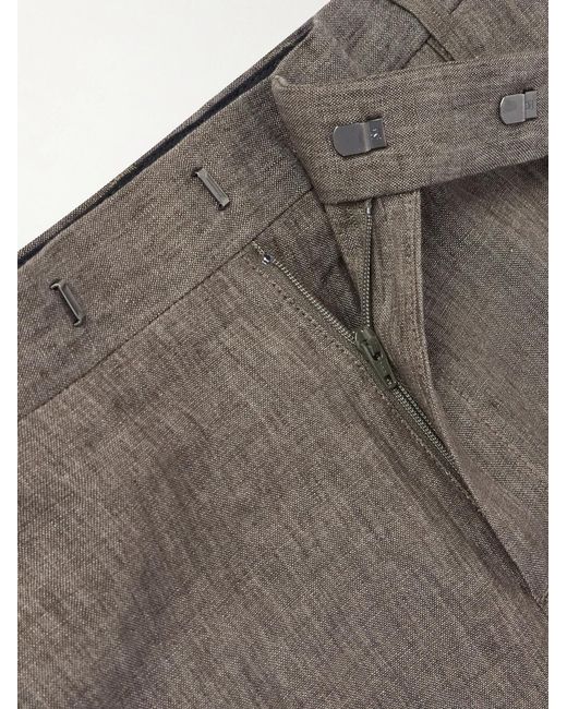 Sunspel Gray Straight-Leg Pleated Linen Suit Trousers for men