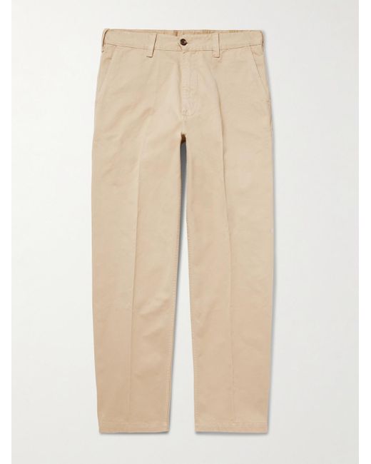 Drake's Gerade geschnittene Hose aus gepeachtem Baumwoll-Twill in Natural für Herren