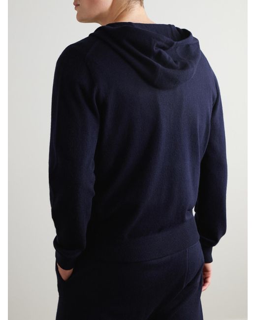 Mr P. Blue Wool And Cashmere-Blend Zip-Up Hoodie for men