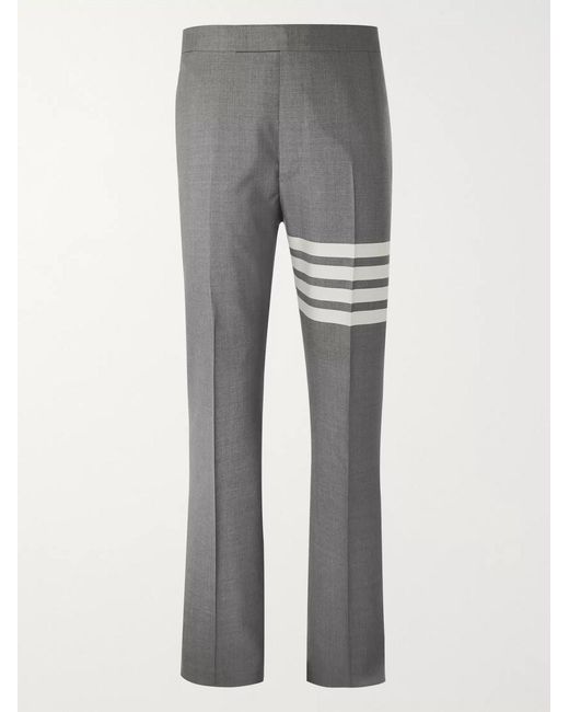 Thom Browne Gray Slim-Fit Tapered Striped Wool Suit Trousers for men