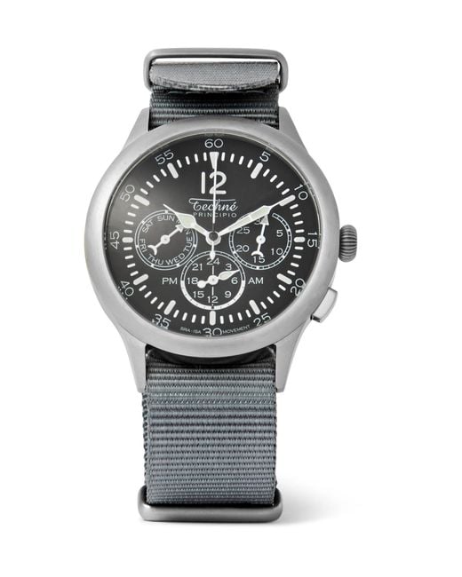 Techne Gray Merlin 296 Stainless Steel And Webbing Watch for men