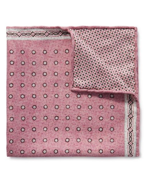 Brunello Cucinelli Pink Reversible Printed Silk-twill Pocket Square for men