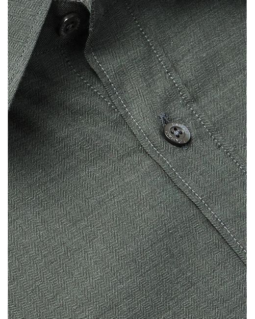 Canali Hemd aus Baumwolle mit Fischgratmuster in Gray für Herren