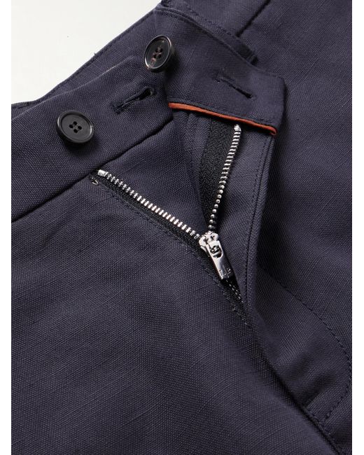 Loro Piana Blue Straight-Leg Cotton And Linen-Blend Cargo Shorts for men