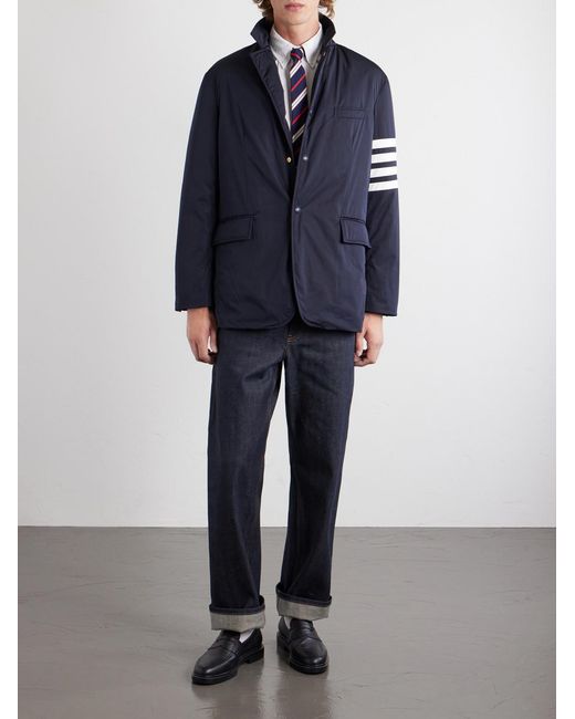 Thom Browne Blue Striped Shell Down Jacket for men