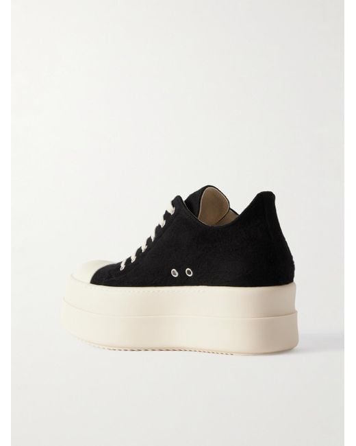 Rick Owens Black Double Bumper Platform Brushed-Cotton Sneakers for men