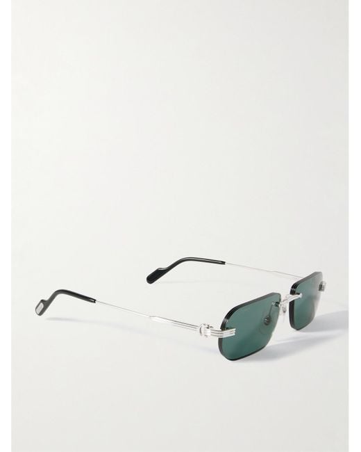 Cartier Green Première De Cartier Square-Frame Rimless Acetate And-Tone Sunglasses for men