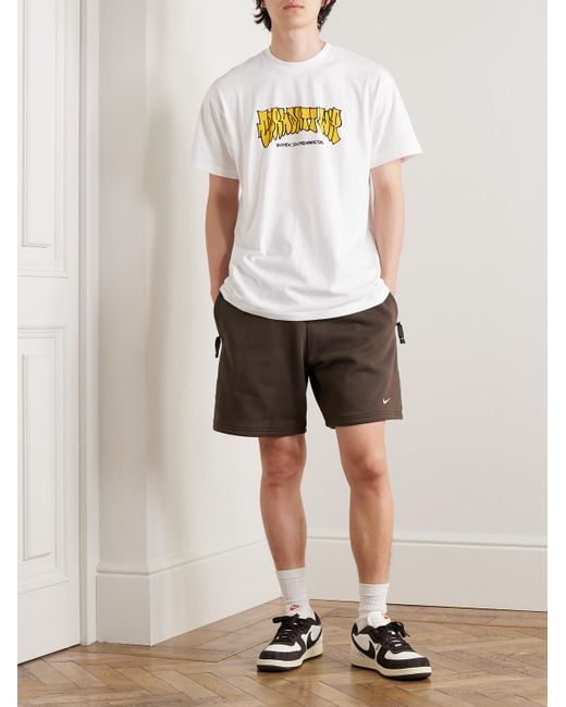 Nike Brown Nrg Swoosh Logo-embroidered Cotton-blend Jersey Shorts for men