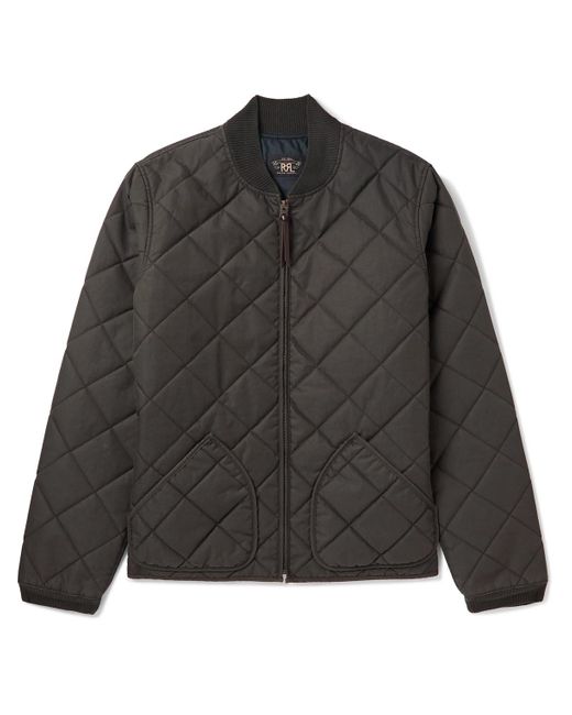 RRL Black Benton Quilted Recycled-Shell Bomber Jacket for men
