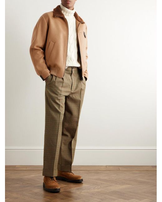 Tod's Natural Leather-trimmed Wool-blend Bomber Jacket for men