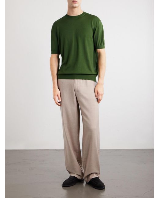 Zegna Green Knitted Cotton T-Shirt for men