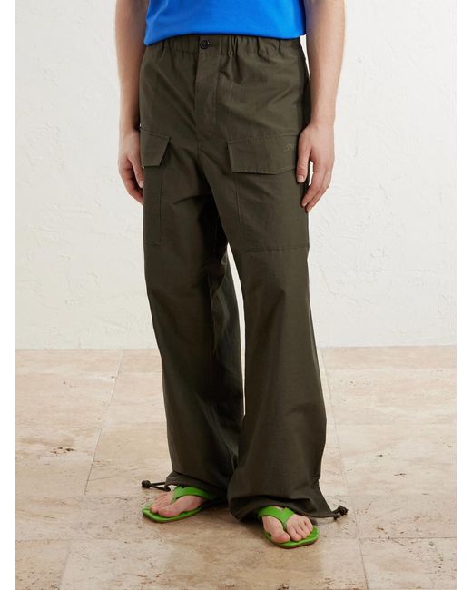 J.W. Anderson Green Wide-Leg Cotton-Blend Canvas Parachute Trousers for men