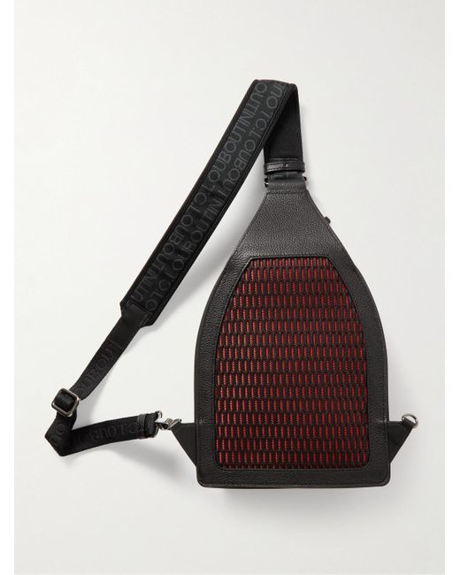 Christian Louboutin Black Loubifunk Logo-debossed Mesh-trimmed Leather Backpack for men