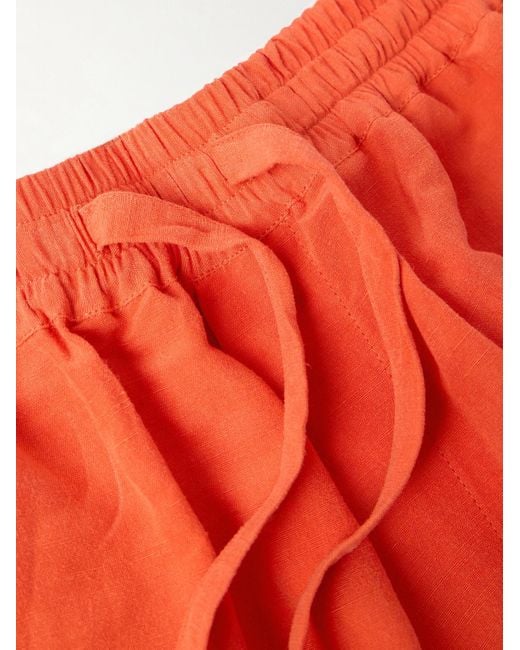 Umit Benan Orange Julian Straight-Leg Linen And Silk-Blend Drawstring Shorts for men