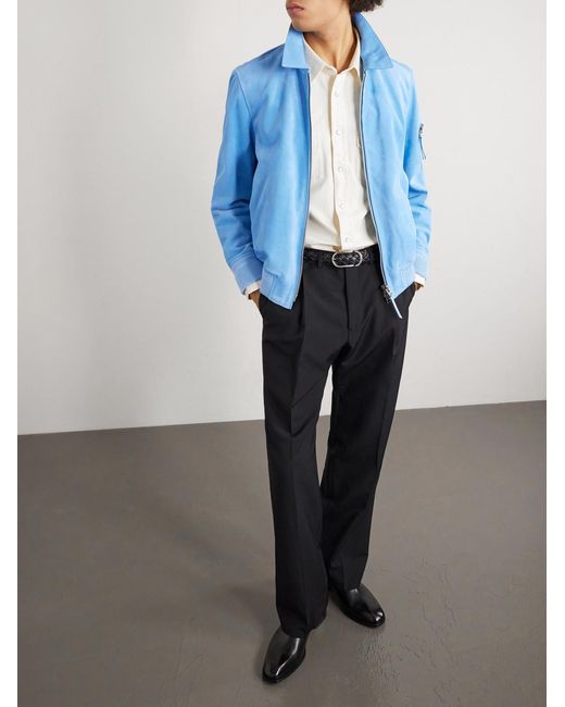 Tom Ford Blue Suede Bomber Jacket for men
