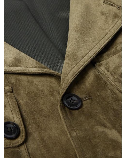 Field jacket in camoscio con finiture in pelle di Tom Ford in Green da Uomo