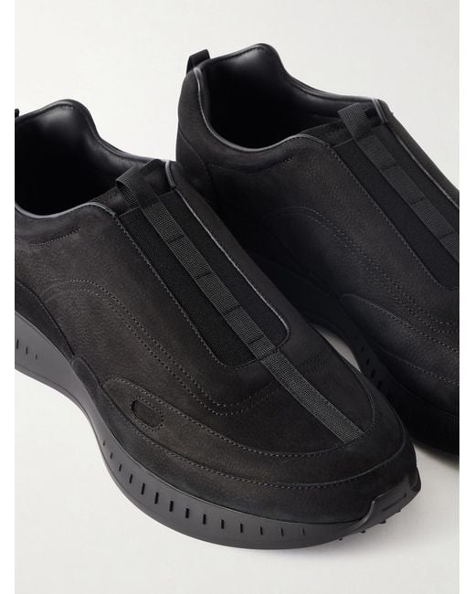 John Lobb Black Elastic Stream Nubuck Sneakers for men