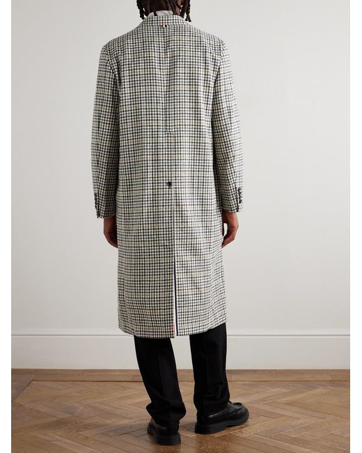 Thom Browne Gray Checked Wool-Tweed Coat for men
