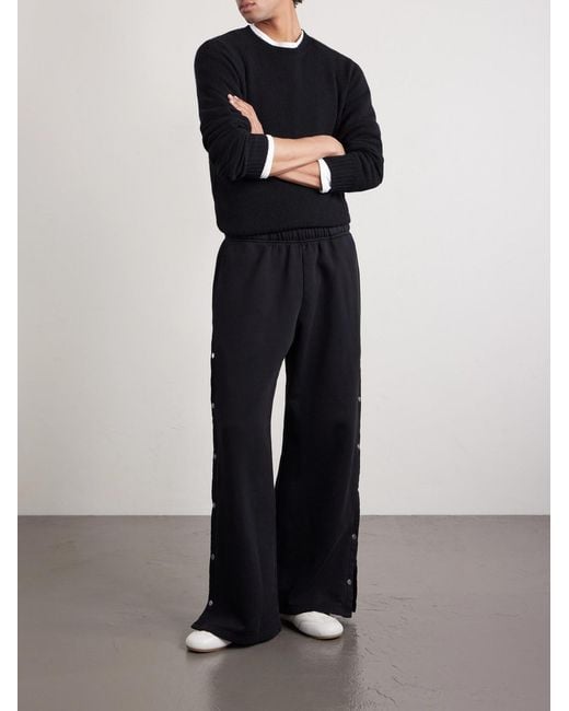 Les Tien Blue Heavyweight Wide-Leg Structured-Fleece Cotton-Jersey Sweatpants for men