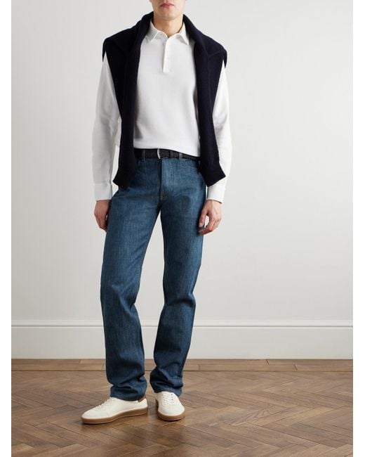 Loro Piana White Cotton-piqué Polo Shirt for men
