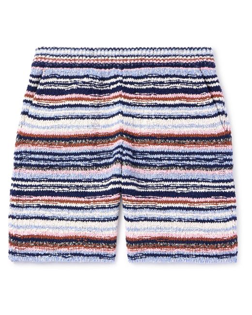Marni Blue Straight-leg Striped Crocheted Cotton Shorts for men