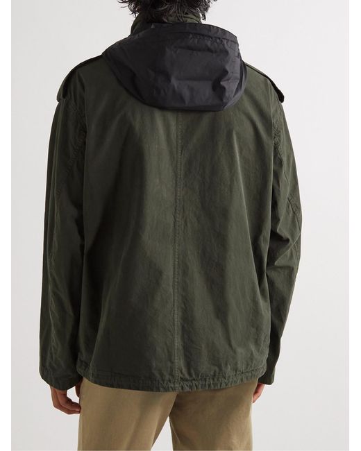Aspesi Green Garment-Dyed Cotton Hooded Jacket for men