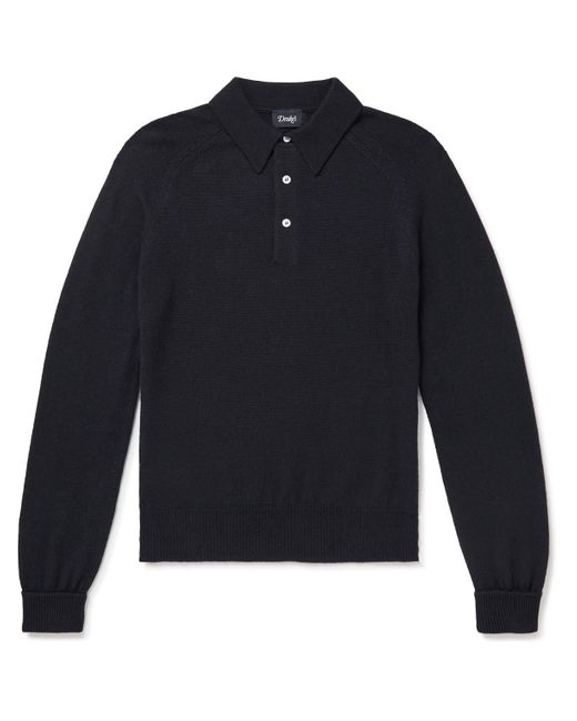 Drake's Merino Wool Polo Shirt in Blue for Men | Lyst