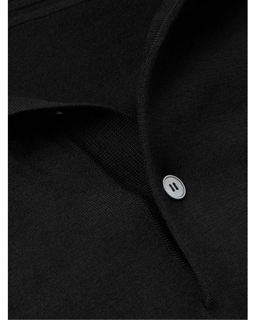 Zegna Black Slim-Fit Cotton Polo Shirt for men