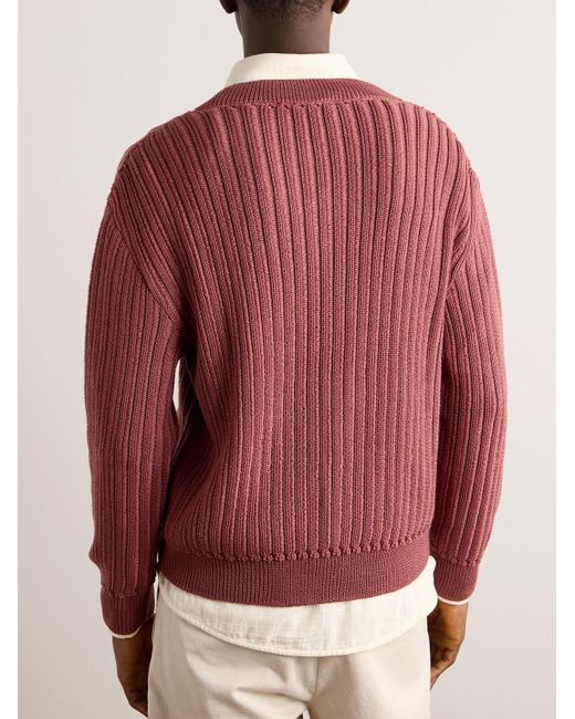 A Kind Of Guise Red Saimir Ribbed Merino Wool And Silk-blend Sweater for men