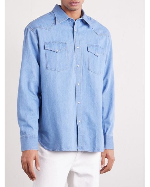 NN07 Blue Ricky 50015 Denim Western Shirt for men