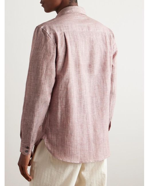 Zimmerli of Switzerland Pink Cutaway-collar Linen And Cotton-blend Shirt for men