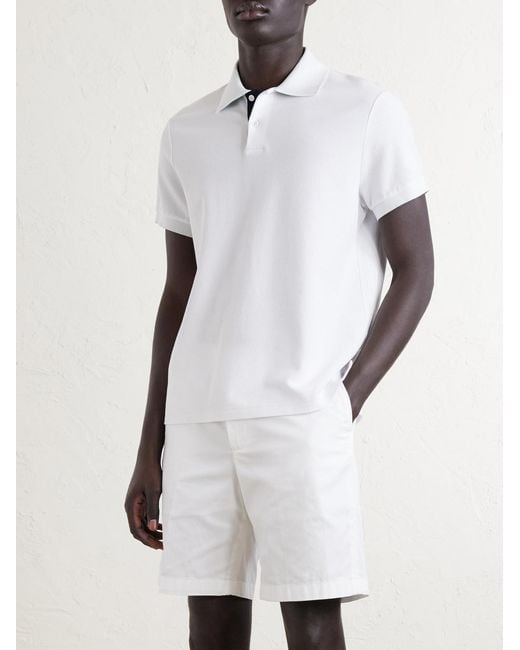 Dunhill White Cotton-Piqué Polo Shirt for men