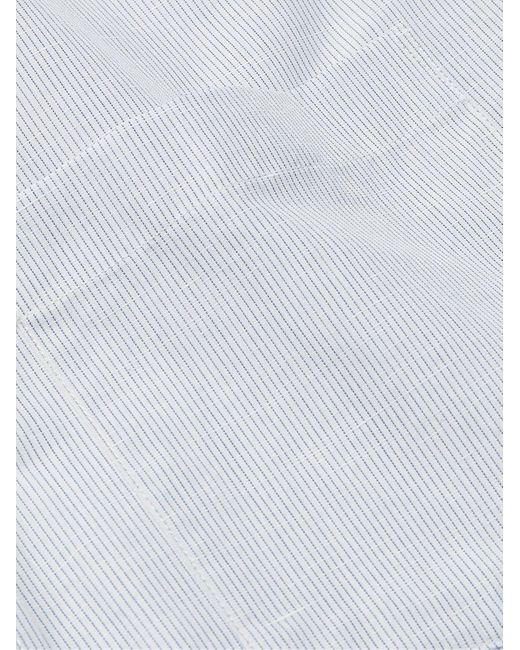 Camicia in misto cotone e lino a righe di Dunhill in White da Uomo