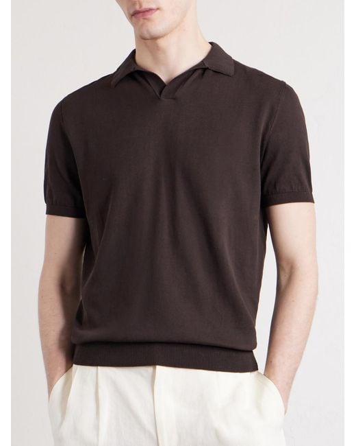Rubinacci Black Cotton Polo Shirt for men