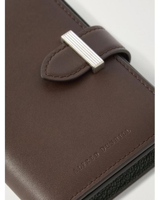 Dunhill Brown Alfred Business Card Case Patina-Leather Cardholder for men
