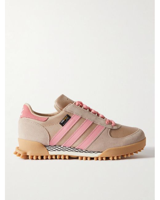 Adidas Originals Pink Marathon Tr Leather-trimmed Suede And Mesh Sneakers for men