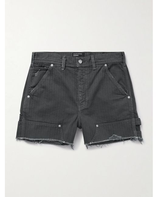 Enfants Riches Deprimes Schmal geschnittene Jeansshorts mit Fischgratmuster in Distressed-Optik in Gray für Herren
