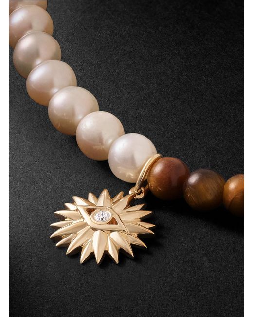 Sydney Evan Black Evil Eye Petals 14-Karat Multi-Stone Beaded Bracelet for men