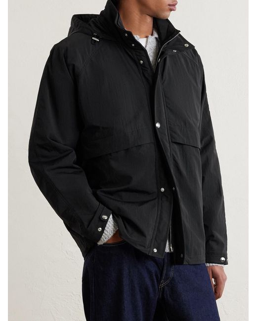 Mr P. Black Recycled-Shell Hooded Jacket for men
