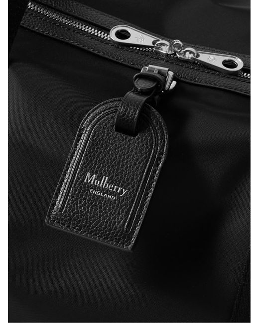 Mulberry Black Heritage Clipper Medium Full-grain Leather-trimmed Nylon Holdall for men