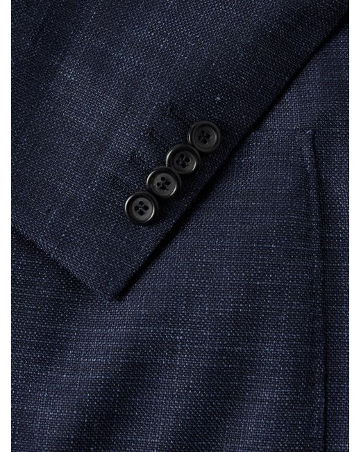 Canali Blue Kei Unstructured Wool, Silk And Linen-Blend Blazer for men