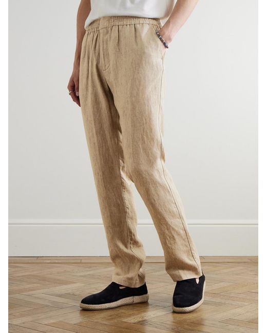 Sunspel Natural Slim-Fit Straight-Leg Linen Trousers for men