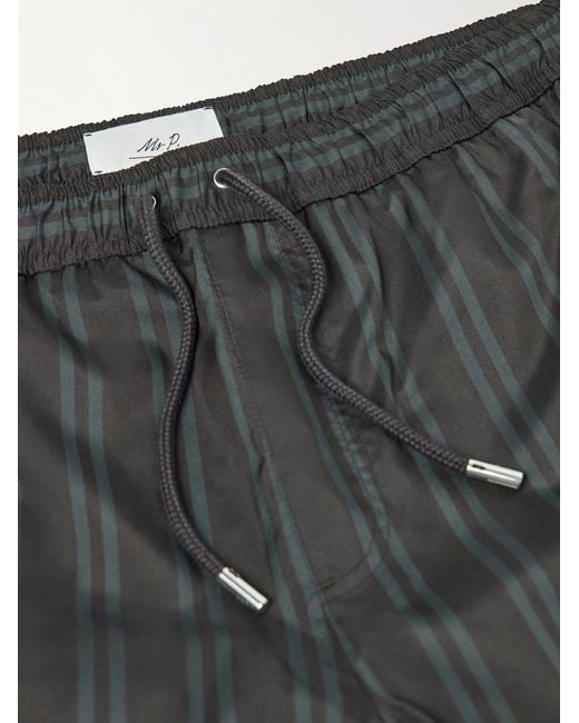Mr P. Gray Straight-Leg Mid-Rise Striped Swim Shorts for men