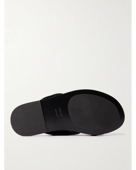 Tom Ford Black Embellished Velvet Sandals for men