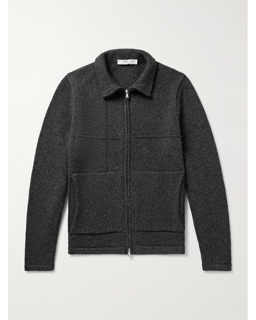 Inis Meáin Black Lifeline Merino Wool And Cashmere-blend Zip-up Cardigan for men