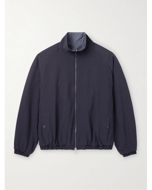 STÒFFA Blue Reversible Wool-seersucker And Poplin Bomber Jacket for men