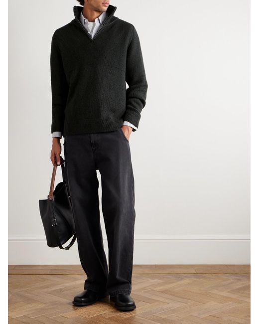 Camionair Wool-Blend Half-Zip Sweater di Altea in Black da Uomo