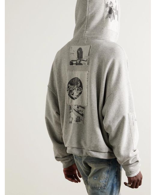 Enfants Riches Deprimes Gray Assemblage Appliquéd Printed Cotton-Jersey Zip-Up Hoodie for men